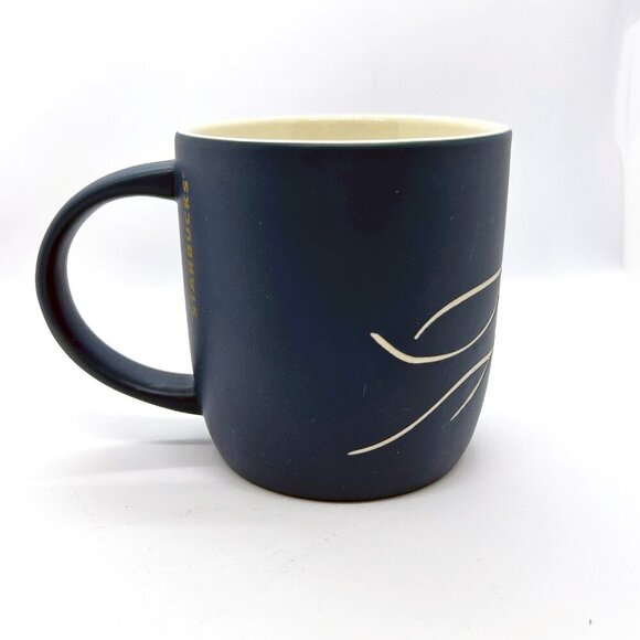 Starbucks Anniversary 2016 Mug with Mermaid wink etched Ceramic Navy blue - Picture 3 of 7